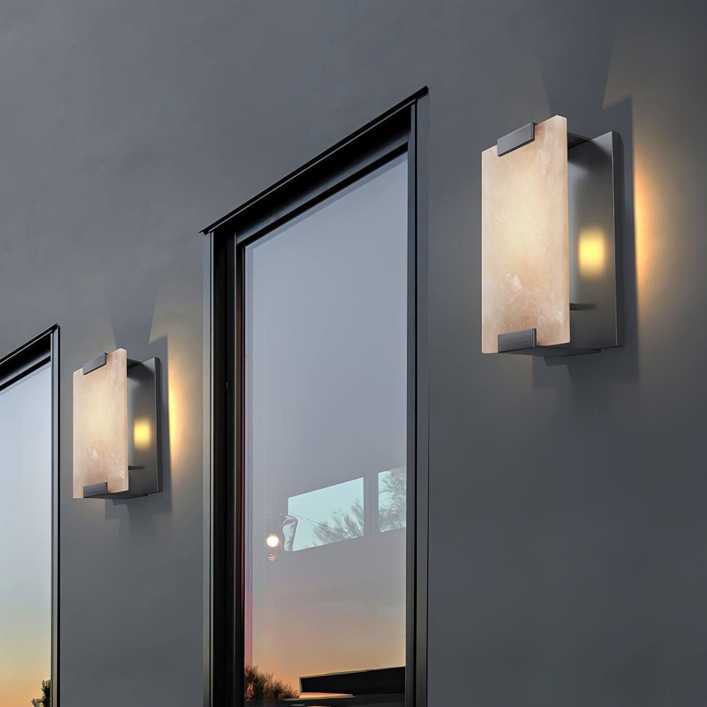 Roux Wall Lamp Alabaster Panel Glow - Lamp Copper