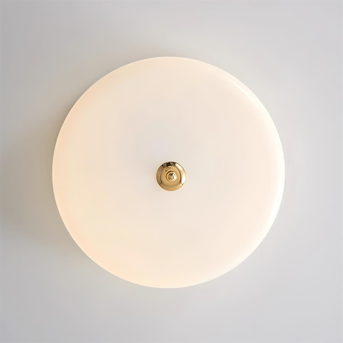 Ceiling Light Double-Layer Glass Disc Walnut Wood Minimalist - Lamp Copper