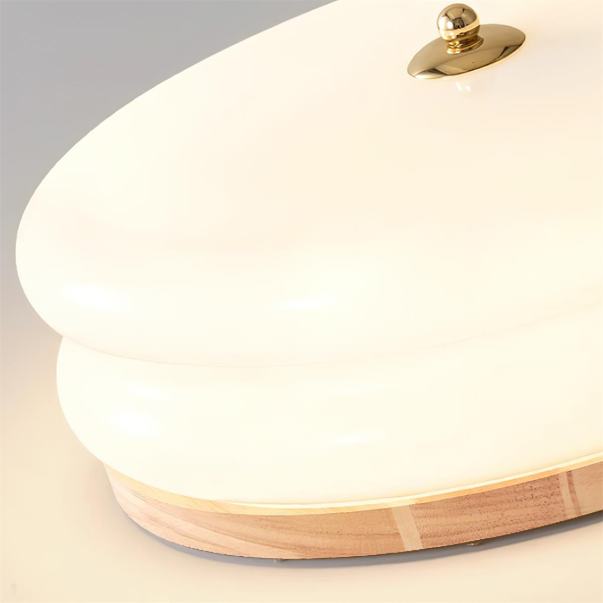 Ceiling Light Double-Layer Glass Disc Walnut Wood Minimalist - Lamp Copper