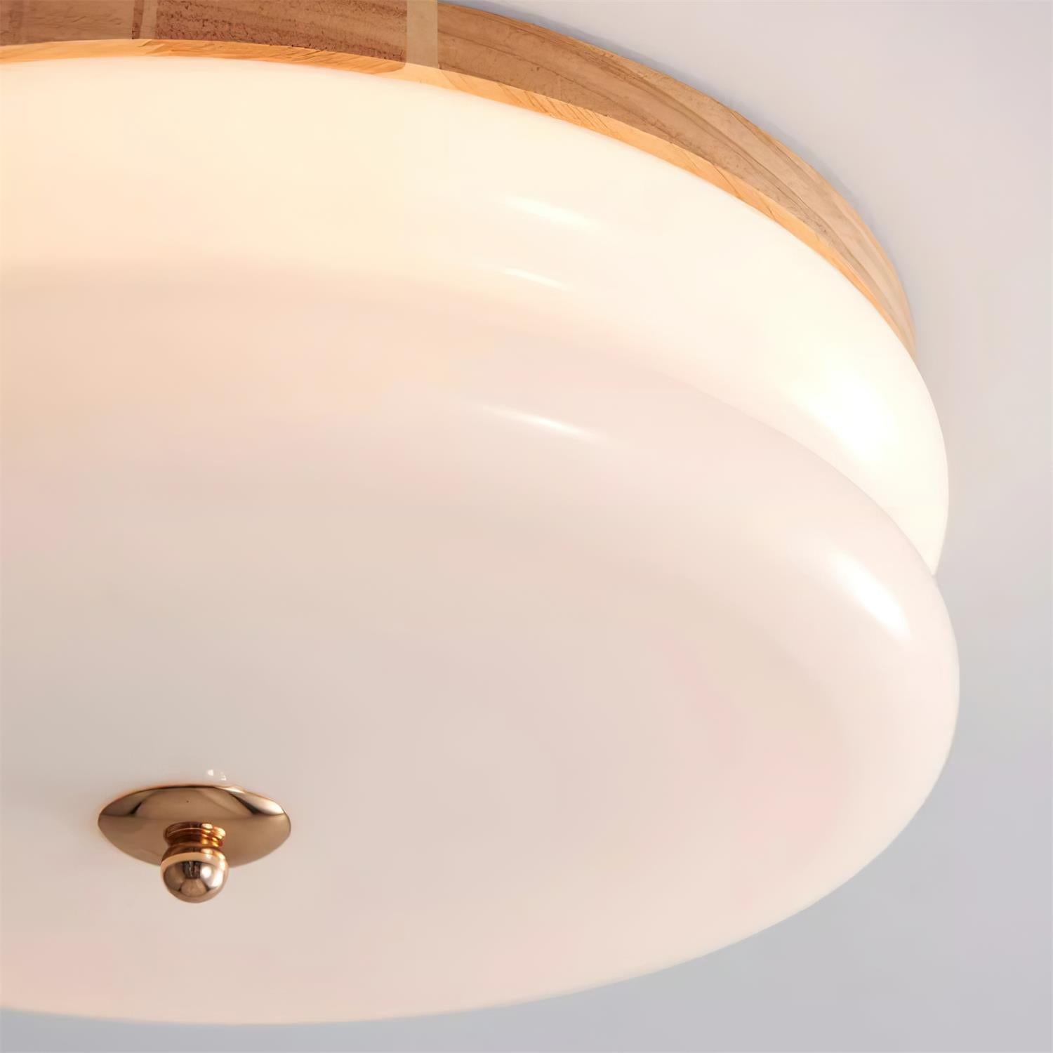 Ceiling Light Double-Layer Glass Disc Walnut Wood Minimalist - Lamp Copper