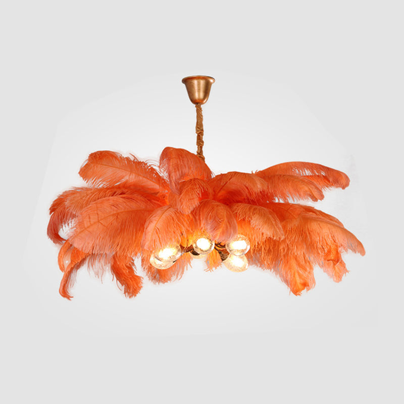O'Moore Nordic Luxury Pendant Light, Brass/Feather - Lamp Copper