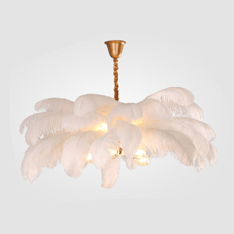 O'Moore Nordic Luxury Pendant Light, Brass/Feather - Lamp Copper