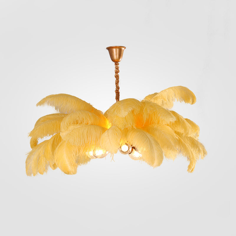 O'Moore Nordic Luxury Pendant Light, Brass/Feather - Lamp Copper