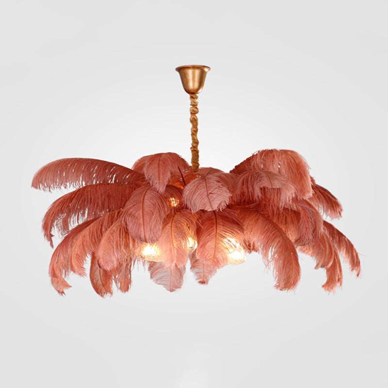 O'Moore Nordic Luxury Pendant Light, Brass/Feather - Lamp Copper