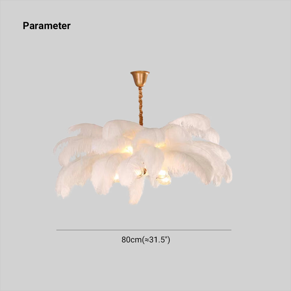 O'Moore Nordic Luxury Pendant Light, Brass/Feather - Lamp Copper