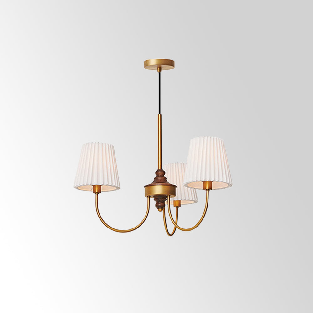 Silva Modern Retro Fabric Chandelier, White/Green - Lamp Copper