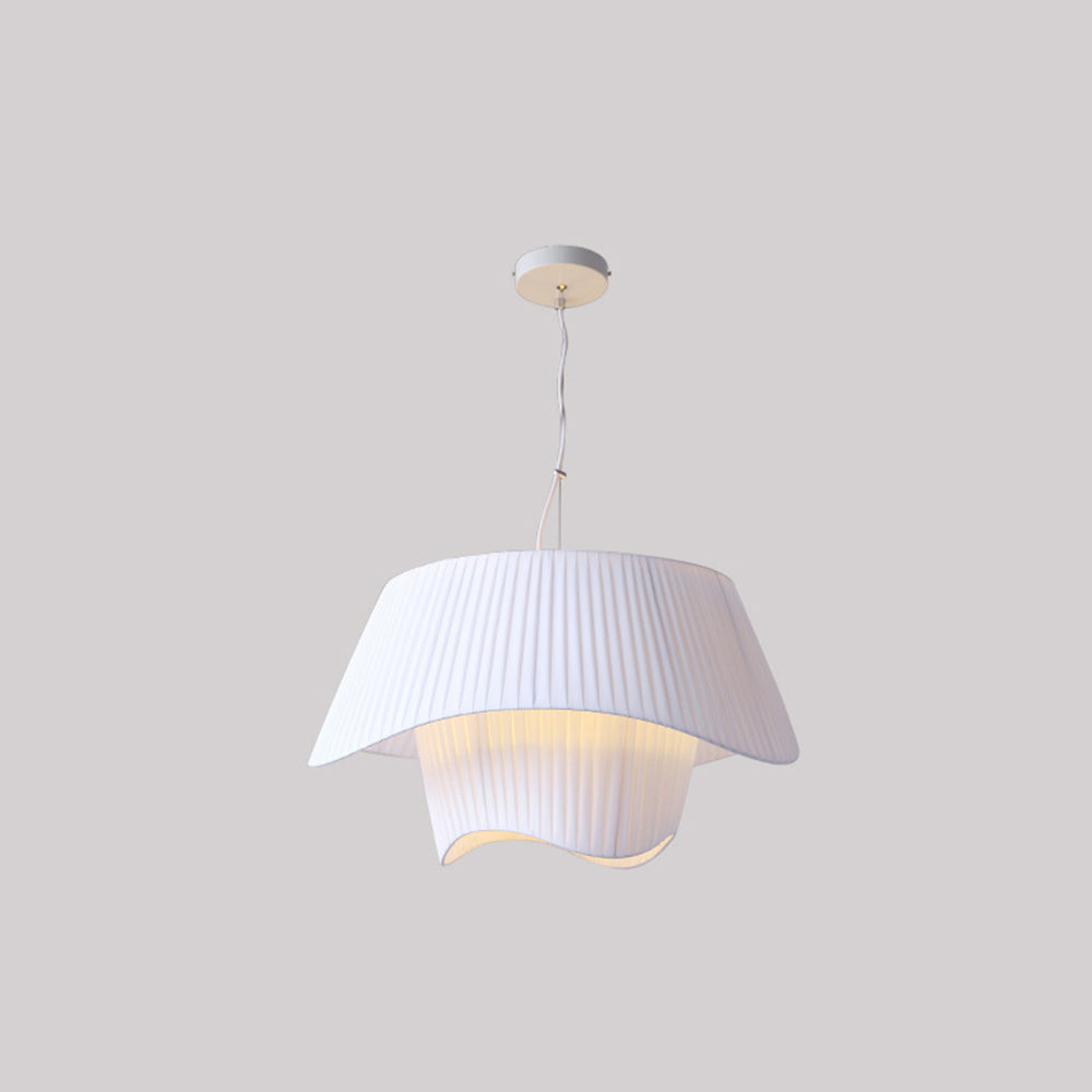 Ritta French Country Fabric/Metal Pendant Light, White - Lamp Copper