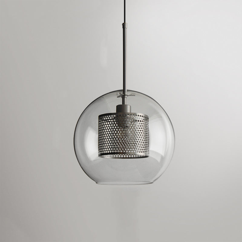 Hessa Contemporary Golden Pendant Light, Glass, Globe/Cylindric - Lamp Copper