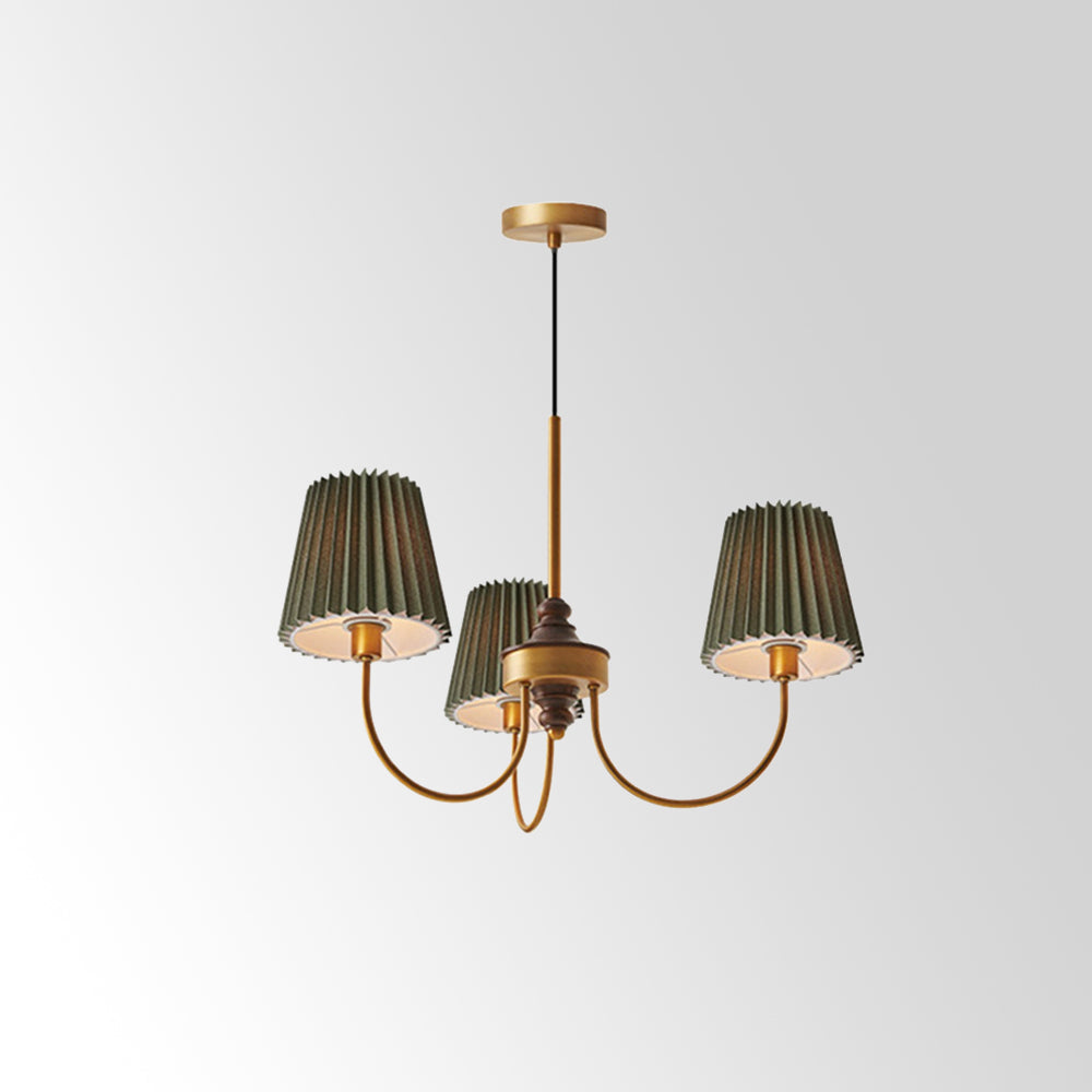 Silva Modern Retro Fabric Chandelier, White/Green - Lamp Copper