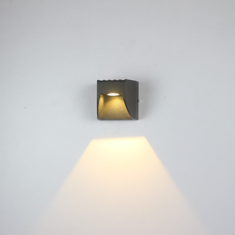 Ray Minimalist Up/Down Metal Outdoor Wall Lamp, Black - Lamp Copper