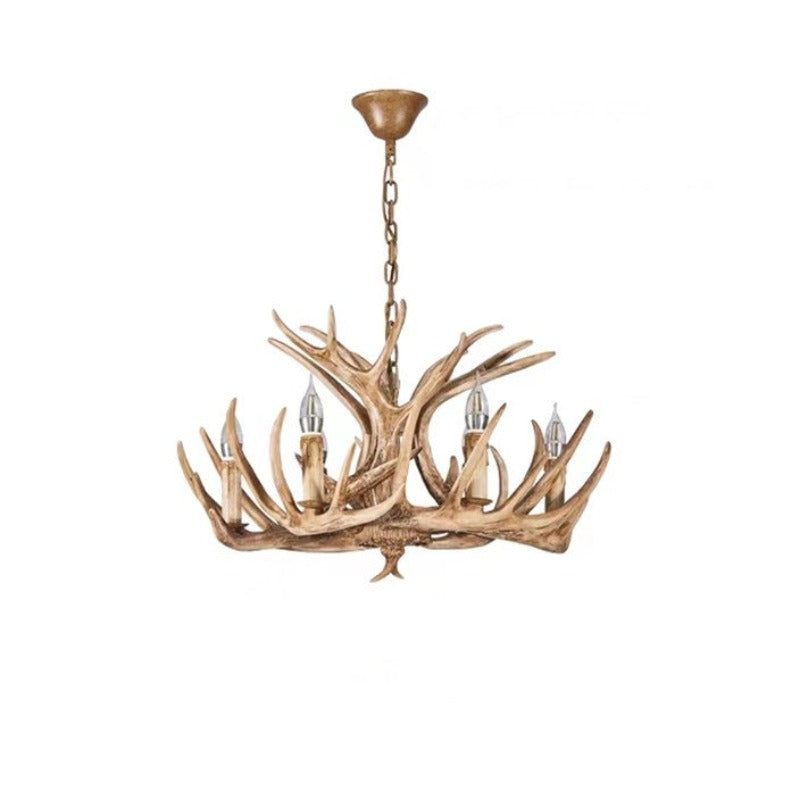 Silva Retro Deer Antlers Candle light Horn Resin Chandelier - Lamp Copper