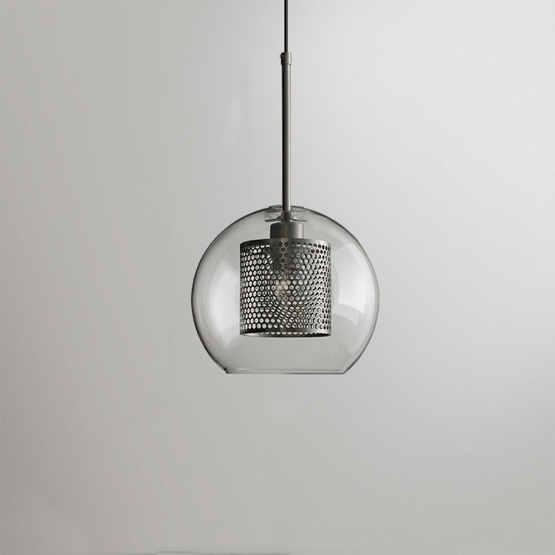 Hessa Contemporary Golden Pendant Light, Glass, Globe/Cylindric - Lamp Copper
