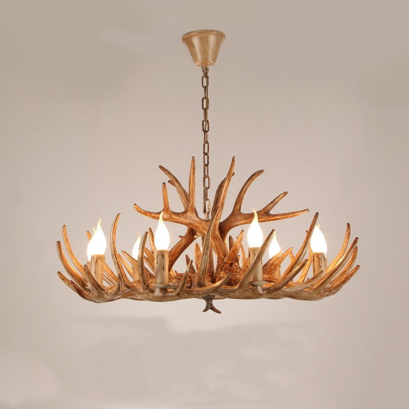 Silva Retro Deer Antlers Candle light Horn Resin Chandelier - Lamp Copper
