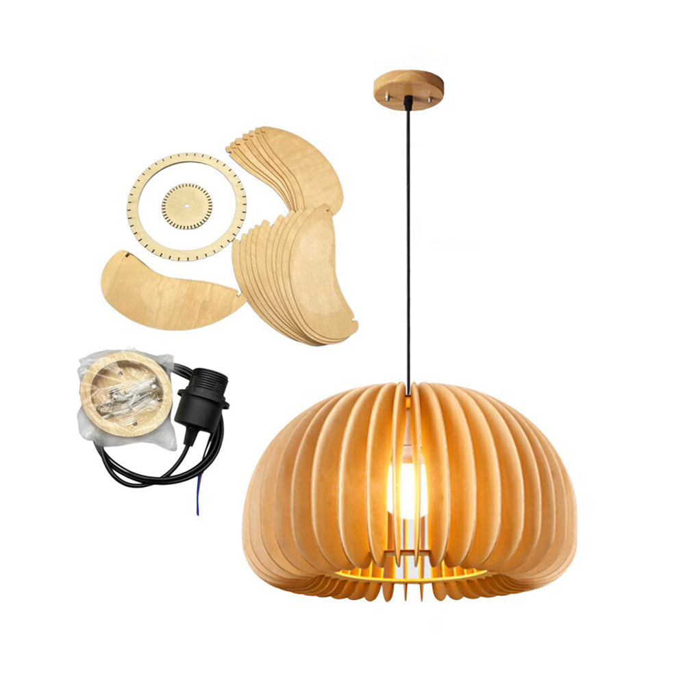 Muto Pumpkin Pendant Light, Wood - Lamp Copper