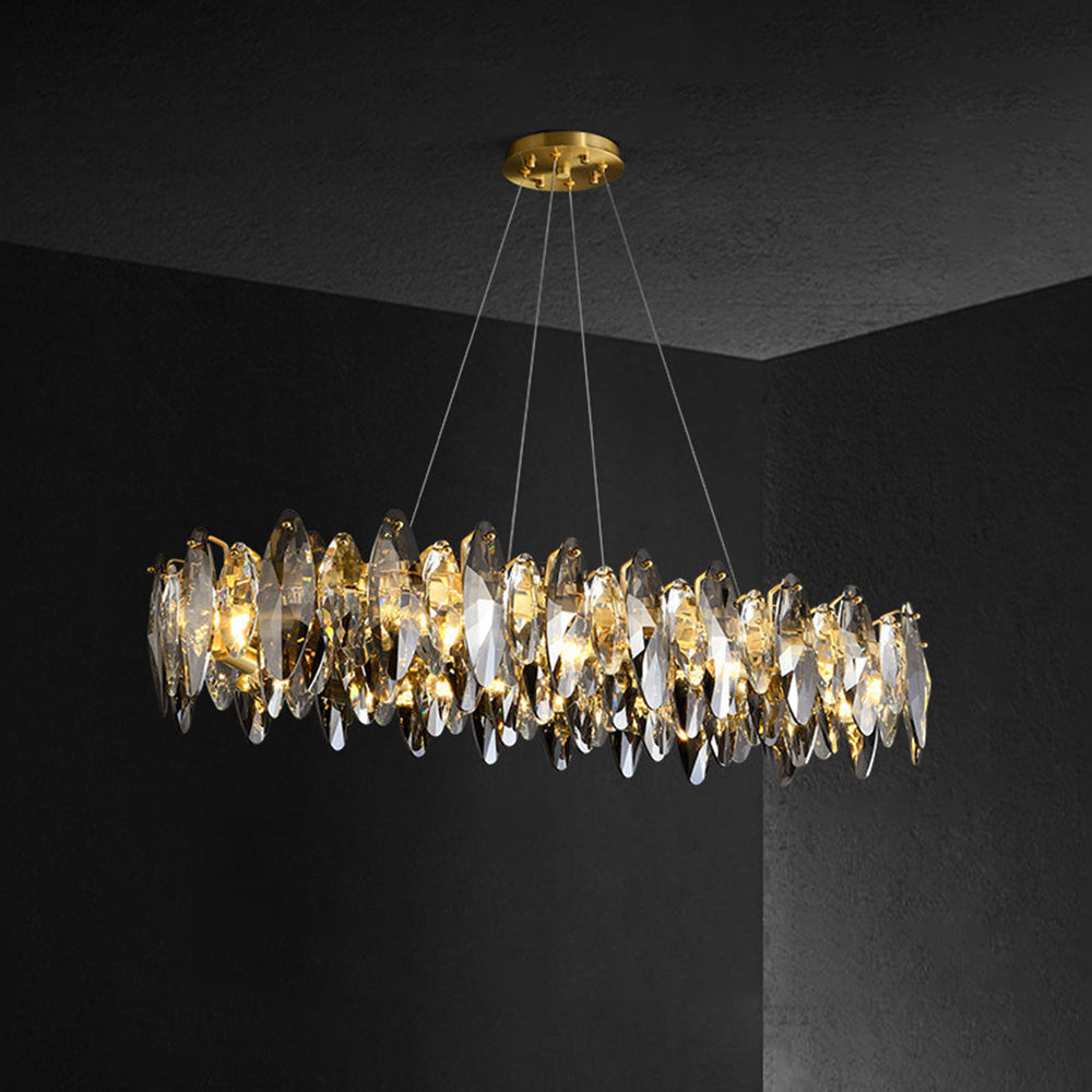 Kristy Modern Annular Metal Crystal Pendant Light,Gold - Lamp Copper