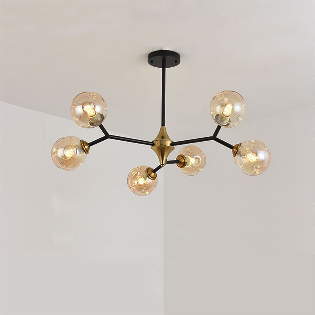 Valentina Art Deco Glass Bubble Chandelier, Amber - Lamp Copper