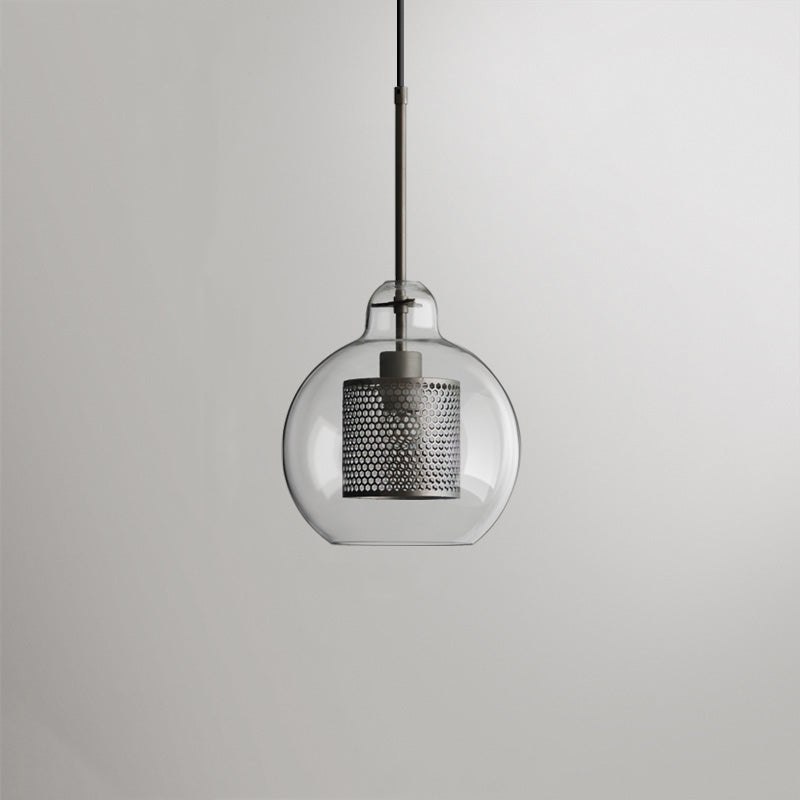 Hessa Contemporary Golden Pendant Light, Glass, Globe/Cylindric - Lamp Copper