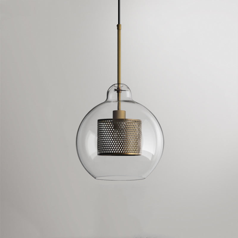 Hessa Contemporary Golden Pendant Light, Glass, Globe/Cylindric - Lamp Copper