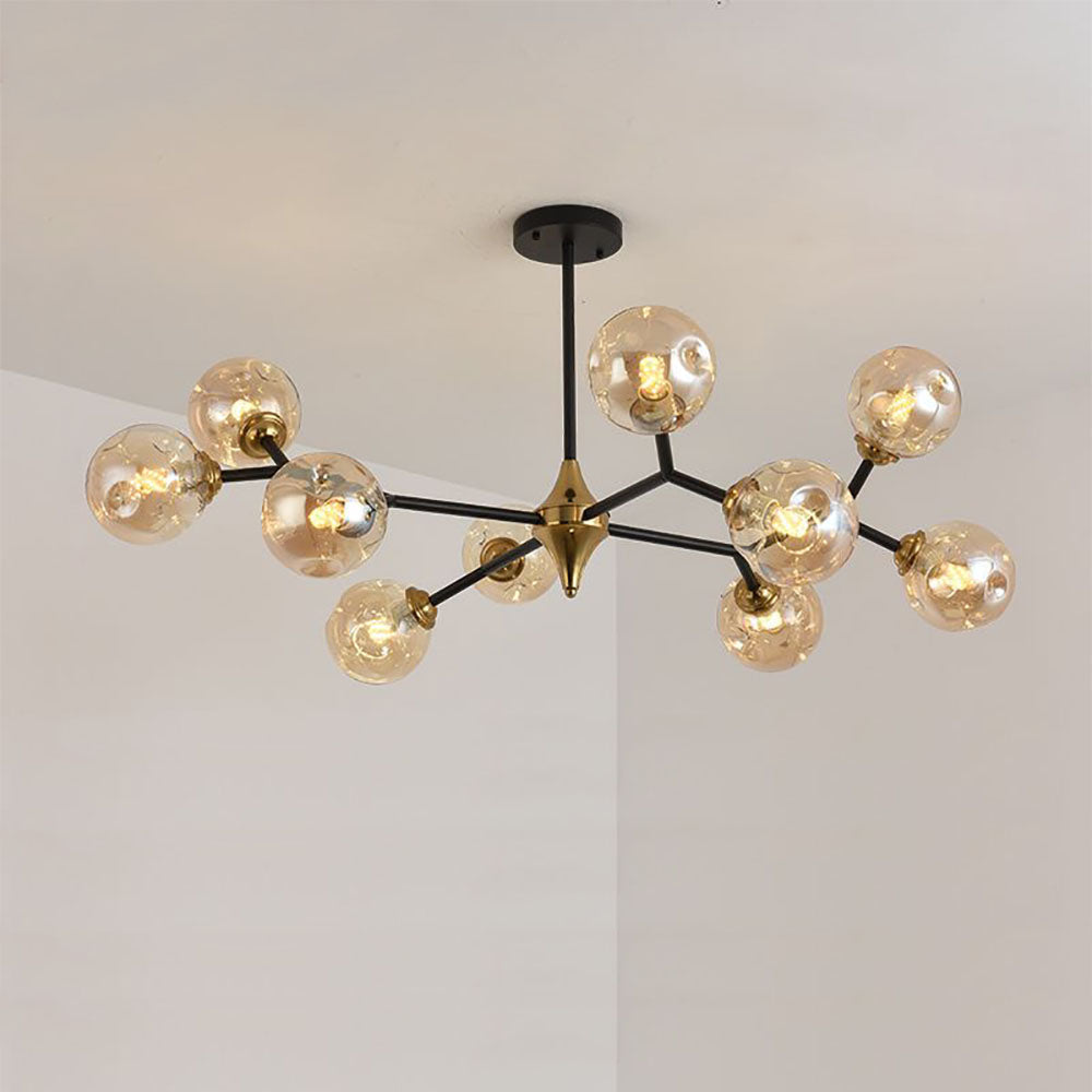 Valentina Art Deco Glass Bubble Chandelier, Amber - Lamp Copper