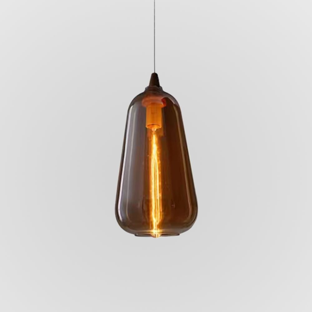 June Amber Glass Pendant Light - Lamp Copper