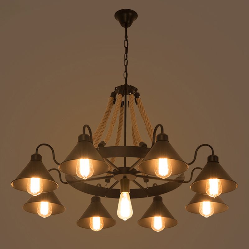 Epoch Vintage Industrial Rope Chandelier Living Room - Lamp Copper