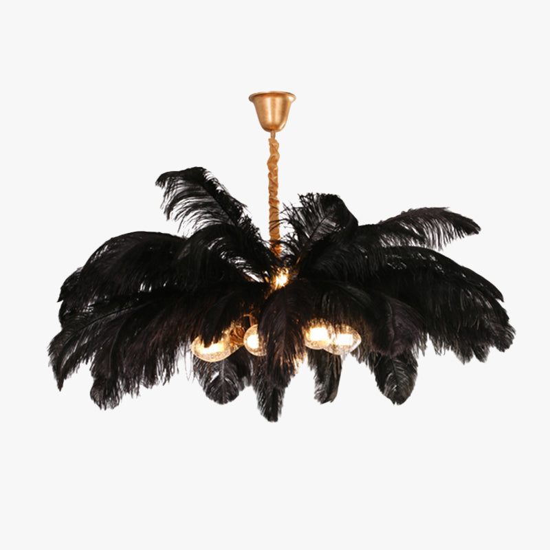 O'Moore Nordic Luxury Pendant Light, Brass/Feather - Lamp Copper