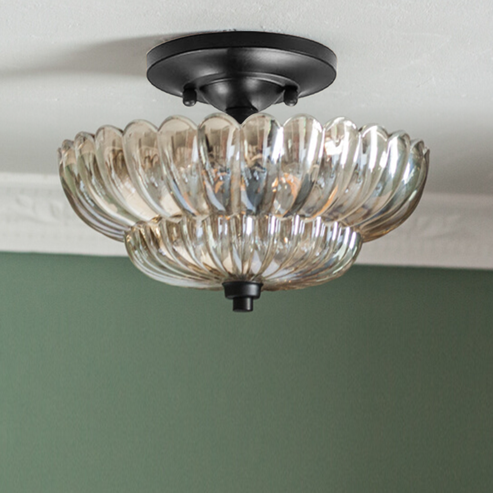 Arisha Modern Umbrella Glass Flush Mount Ceiling Light - Lamp Copper
