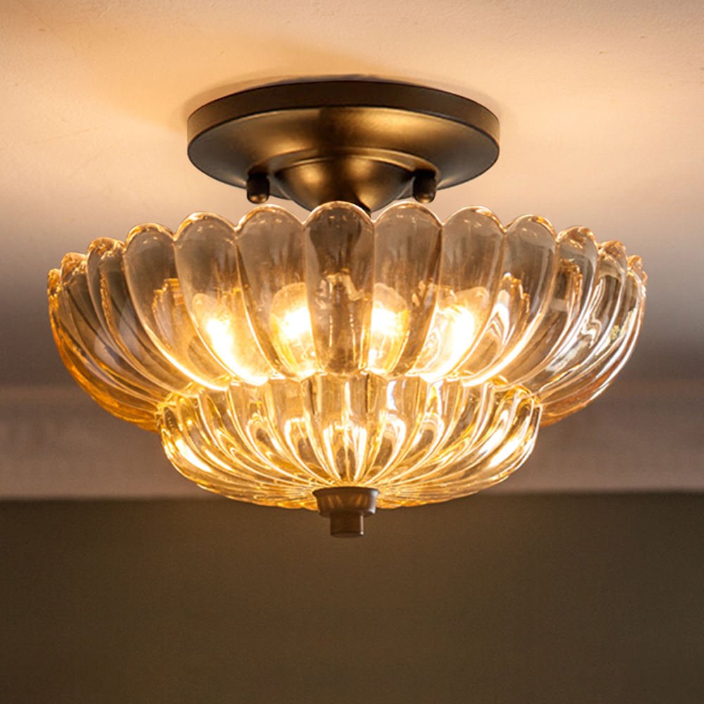 Arisha Modern Umbrella Glass Flush Mount Ceiling Light - Lamp Copper