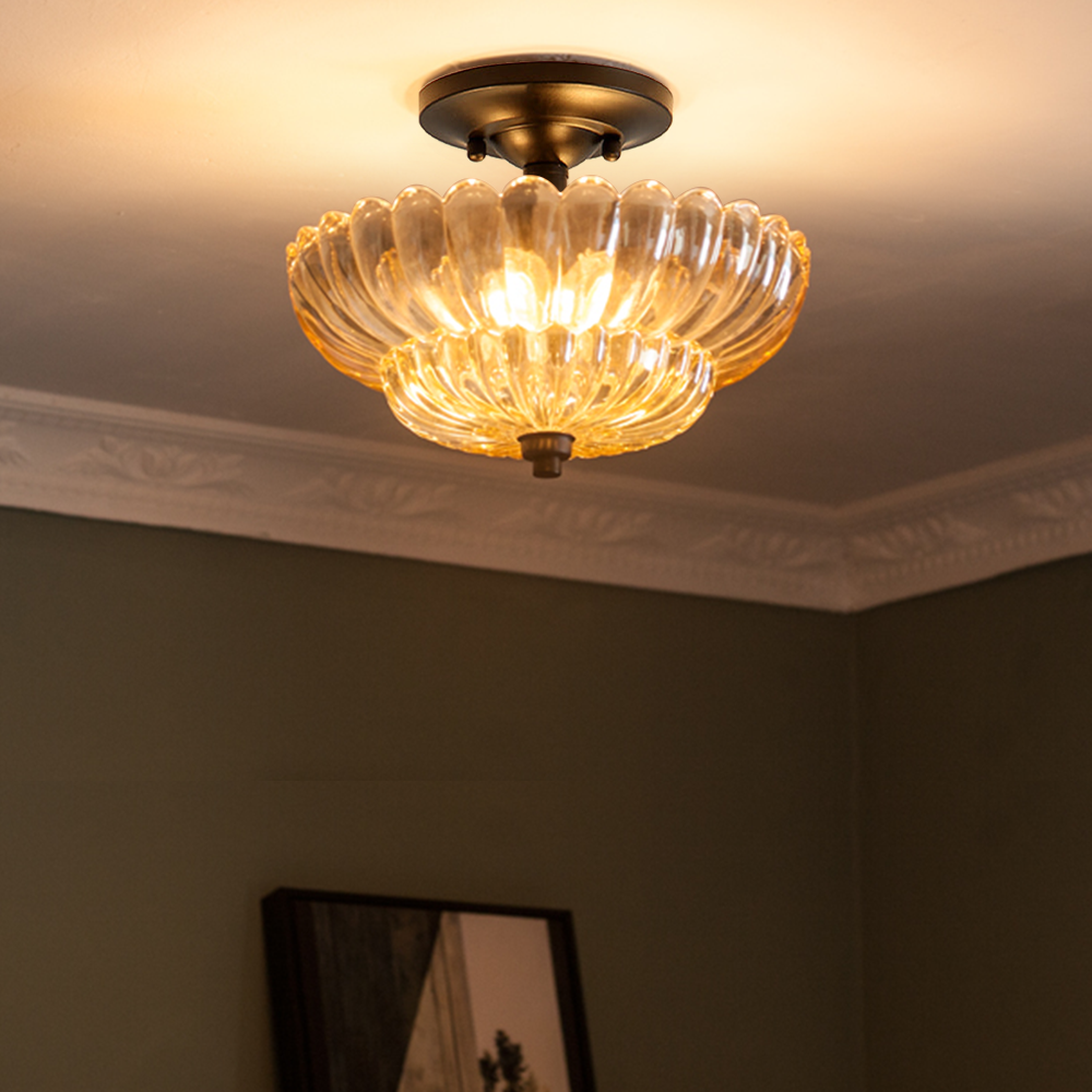 Arisha Modern Umbrella Glass Flush Mount Ceiling Light - Lamp Copper