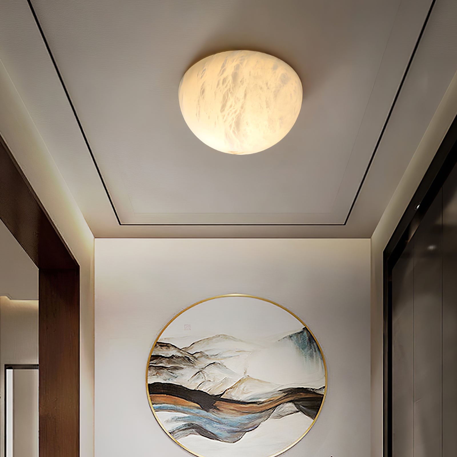 Visoliel Minimalist Alabaster Ceiling Light - Lamp Copper