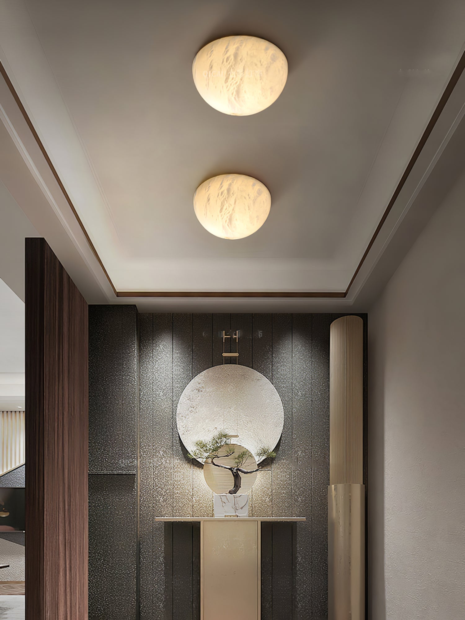 Visoliel Minimalist Alabaster Ceiling Light - Lamp Copper
