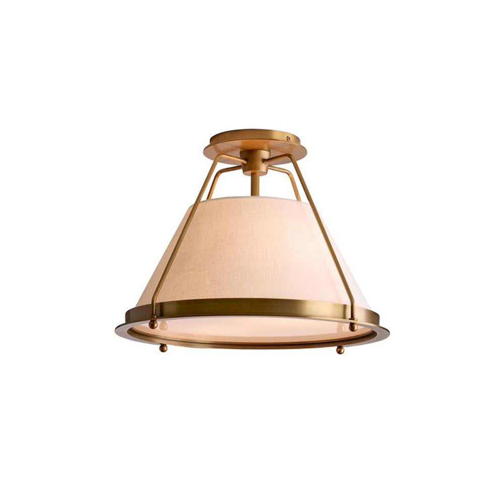 Ardennes Vintage Industrial Fabric Flush Mount Ceiling Light - Lamp Copper