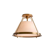 Ardennes Vintage Industrial Fabric Flush Mount Ceiling Light - Lamp Copper