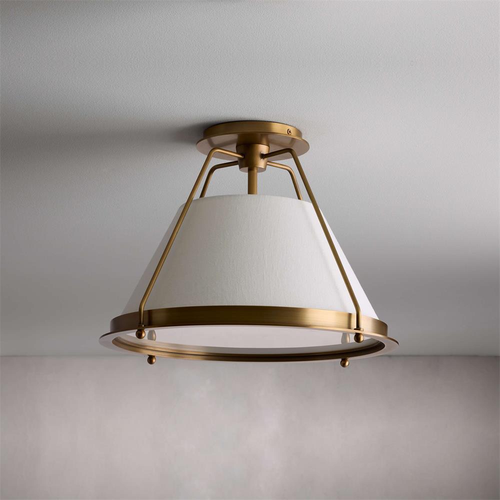 Ardennes Vintage Industrial Fabric Flush Mount Ceiling Light - Lamp Copper