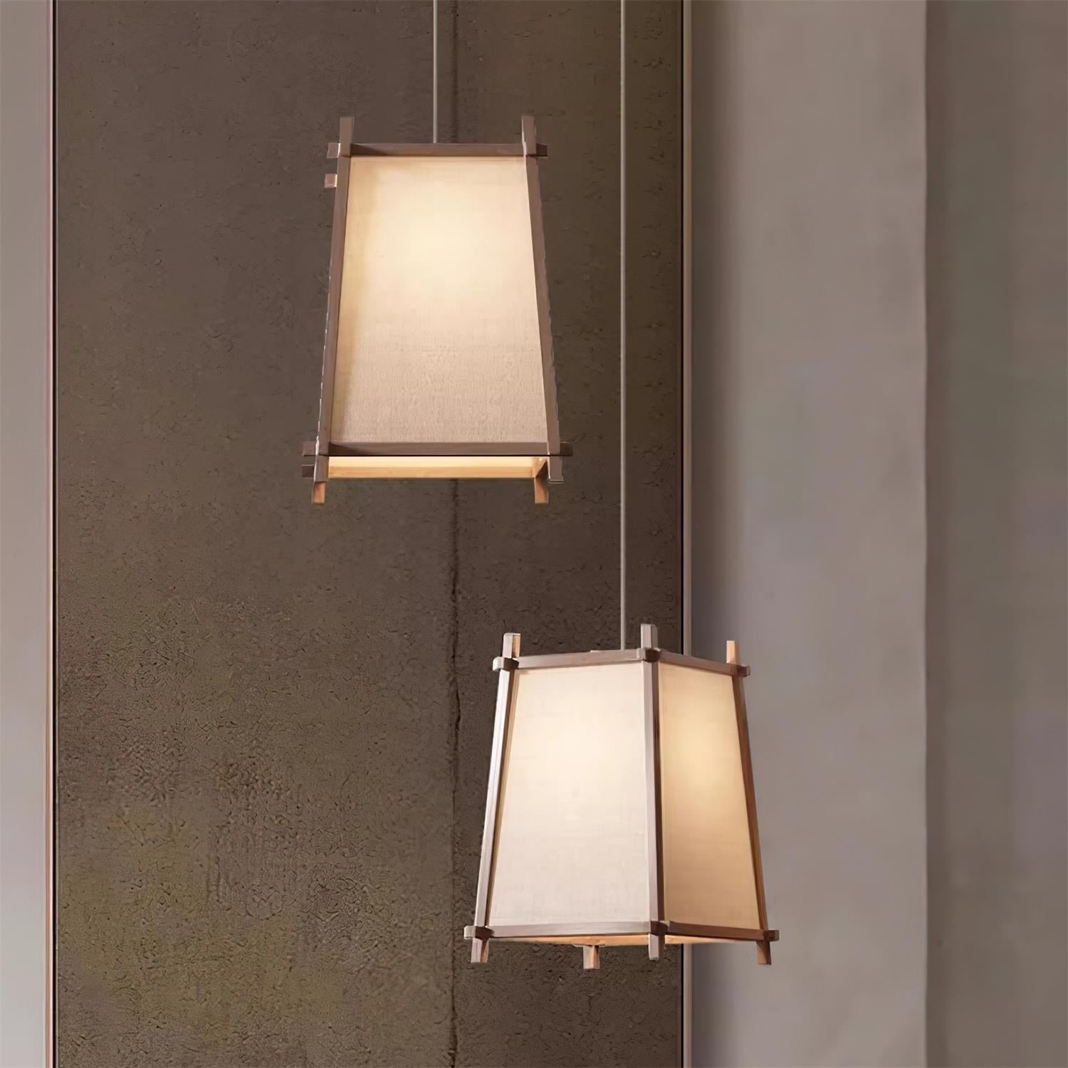 Calira Pendant Light Fabric Geometric - Lamp Copper