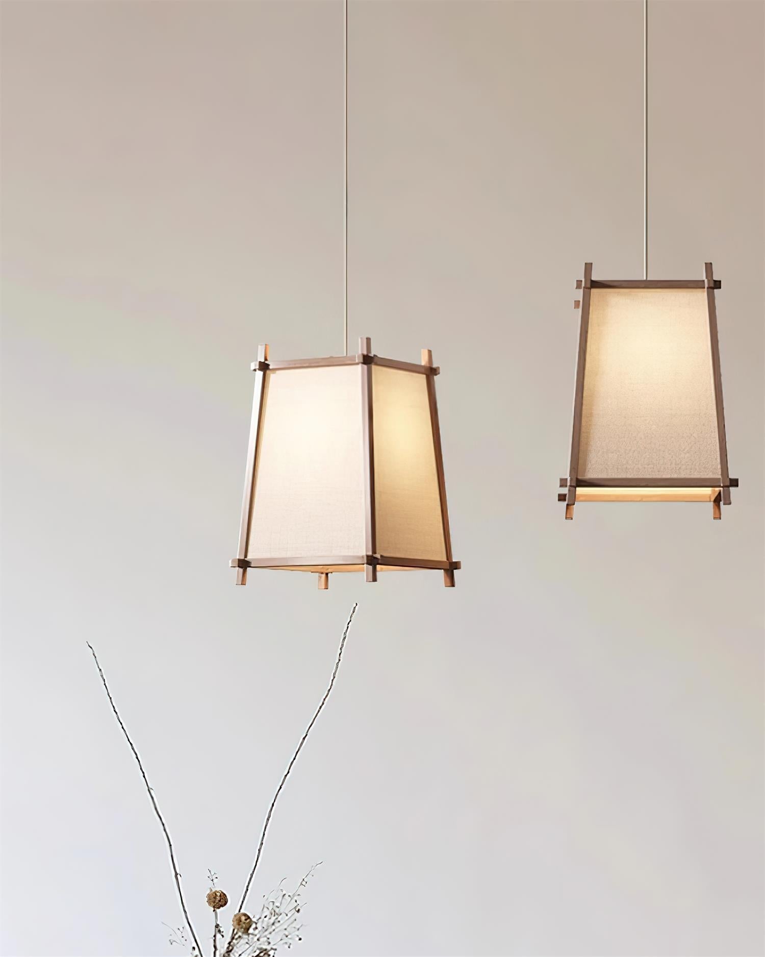 Calira Pendant Light Fabric Geometric - Lamp Copper