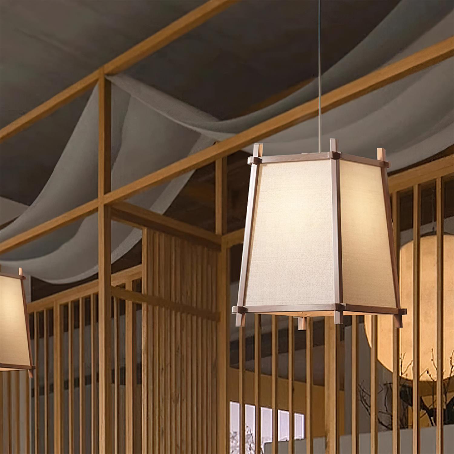 Calira Pendant Light Fabric Geometric - Lamp Copper