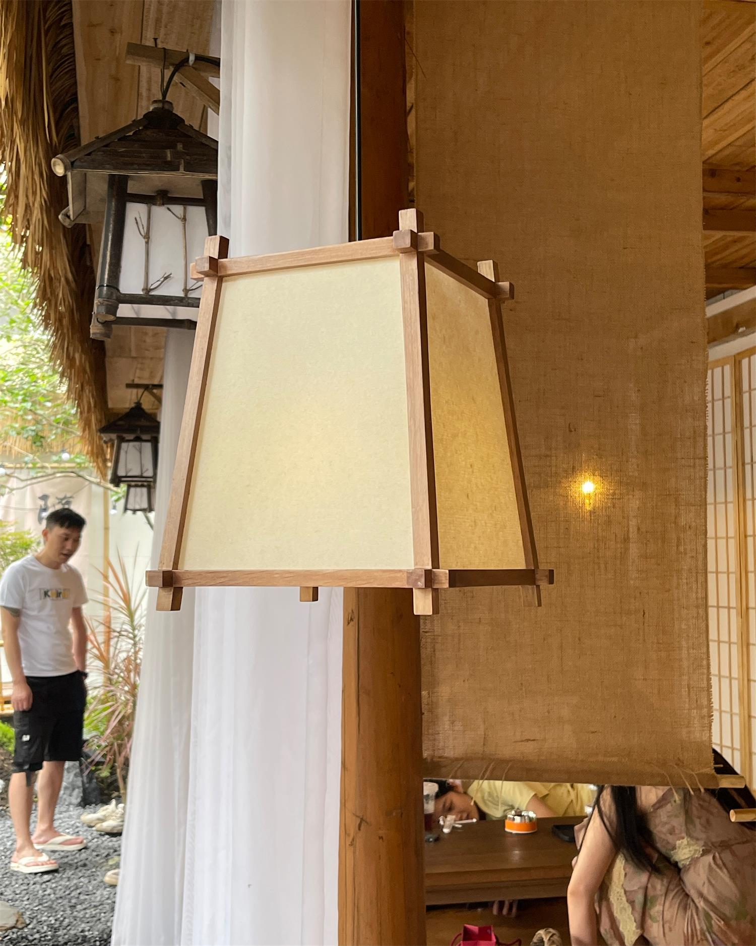 Calira Pendant Light Fabric Geometric - Lamp Copper