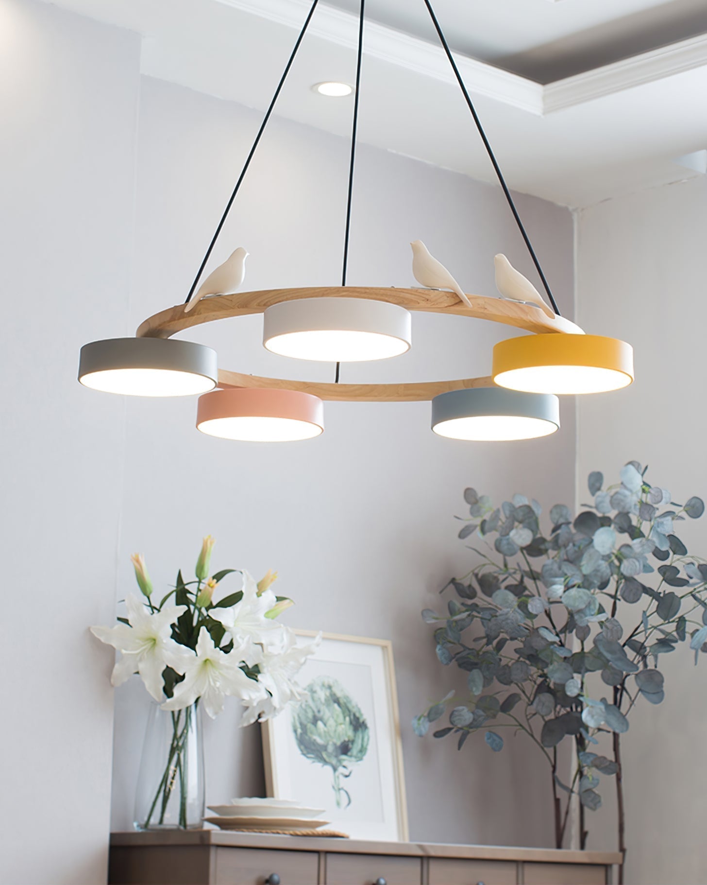 Cliff Chandelier Bird Round - Lamp Copper