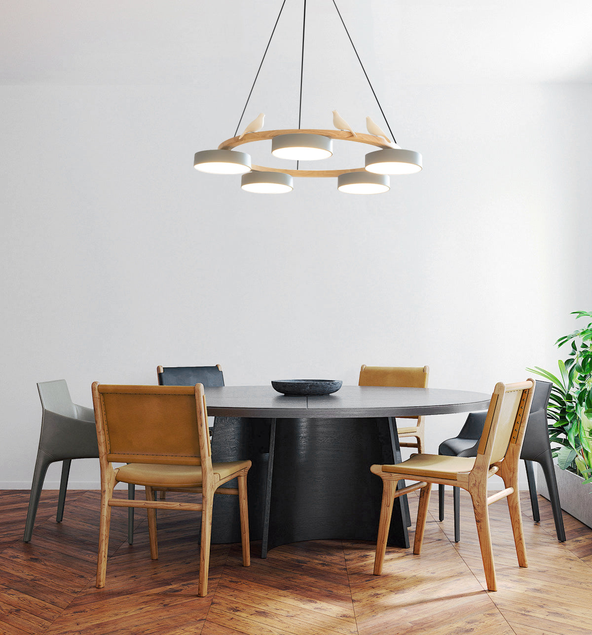 Cliff Chandelier Bird Round - Lamp Copper