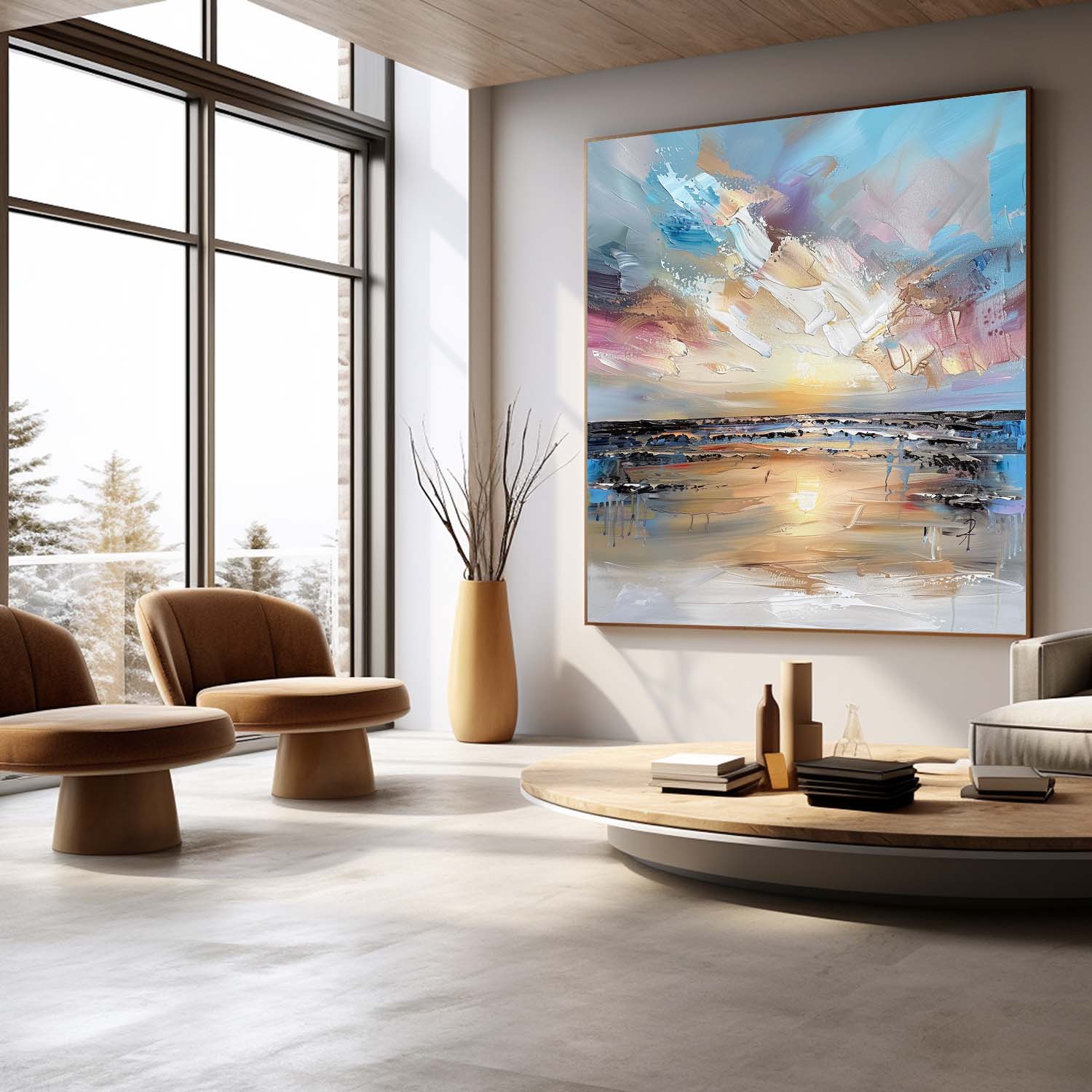 Maris Landscape Canvas Art - Lamp Copper