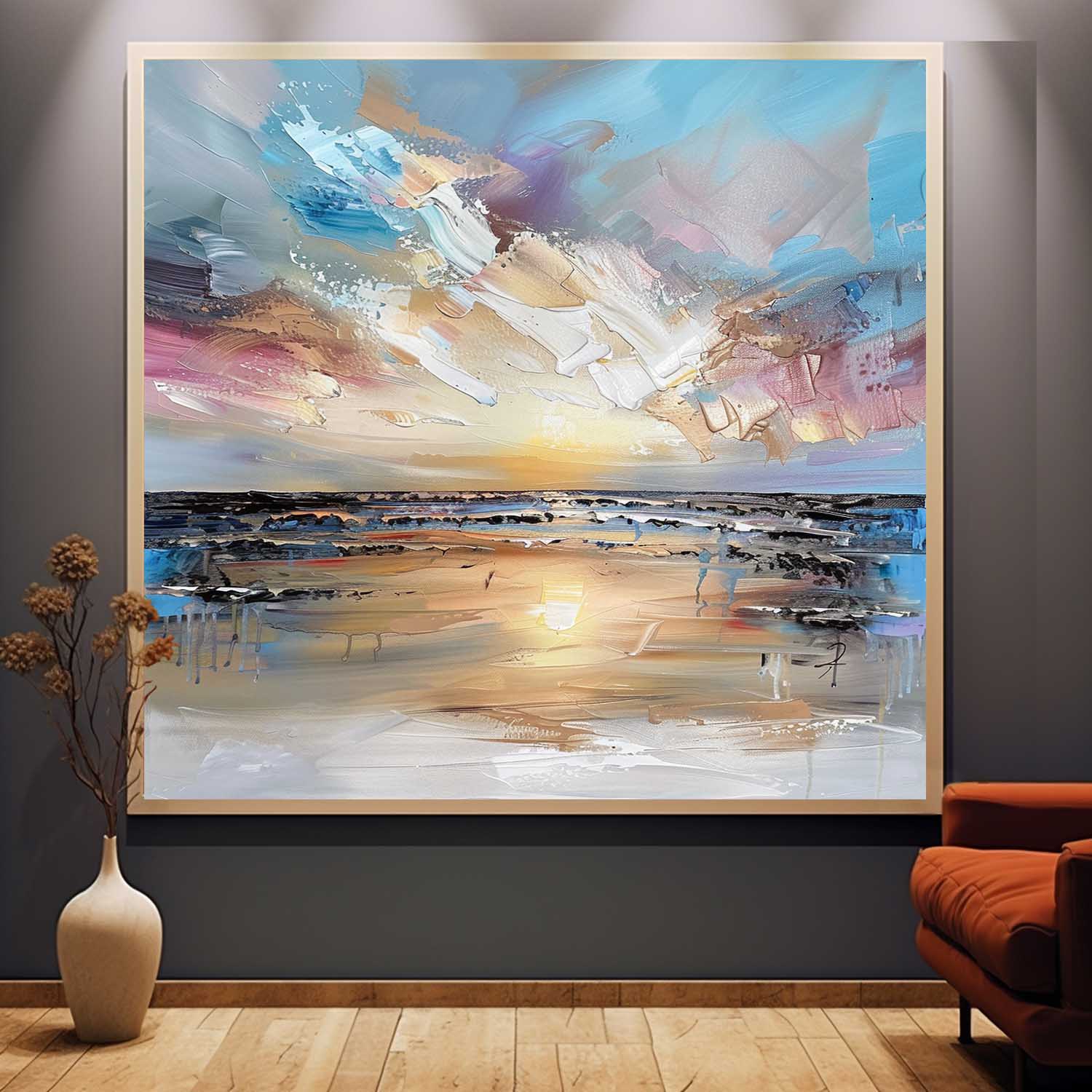 Maris Landscape Canvas Art - Lamp Copper