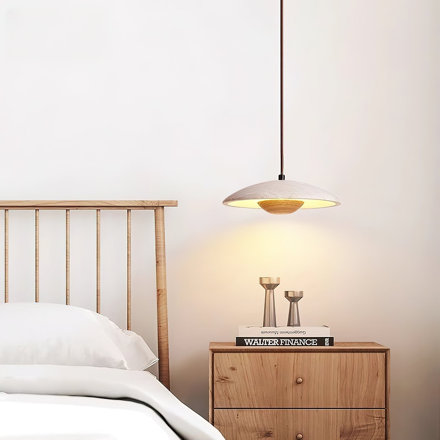 Zodore Wide-Brim Travertine Pendant Light - Lamp Copper
