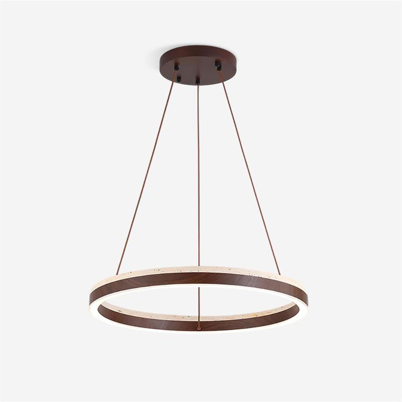 Ritta Chandelier Travertine Geometry Ring - Lamp Copper