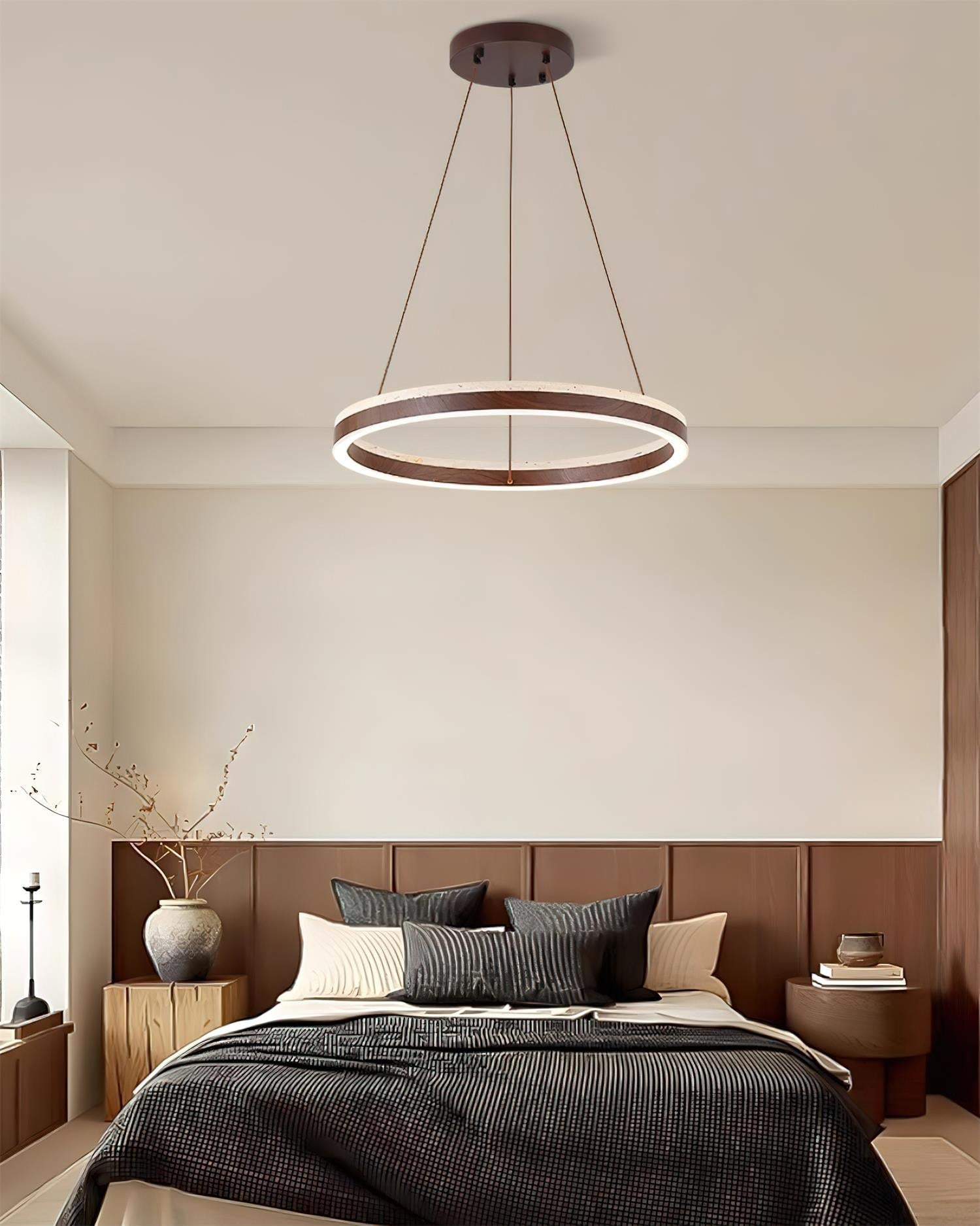 Ritta Chandelier Travertine Geometry Ring - Lamp Copper