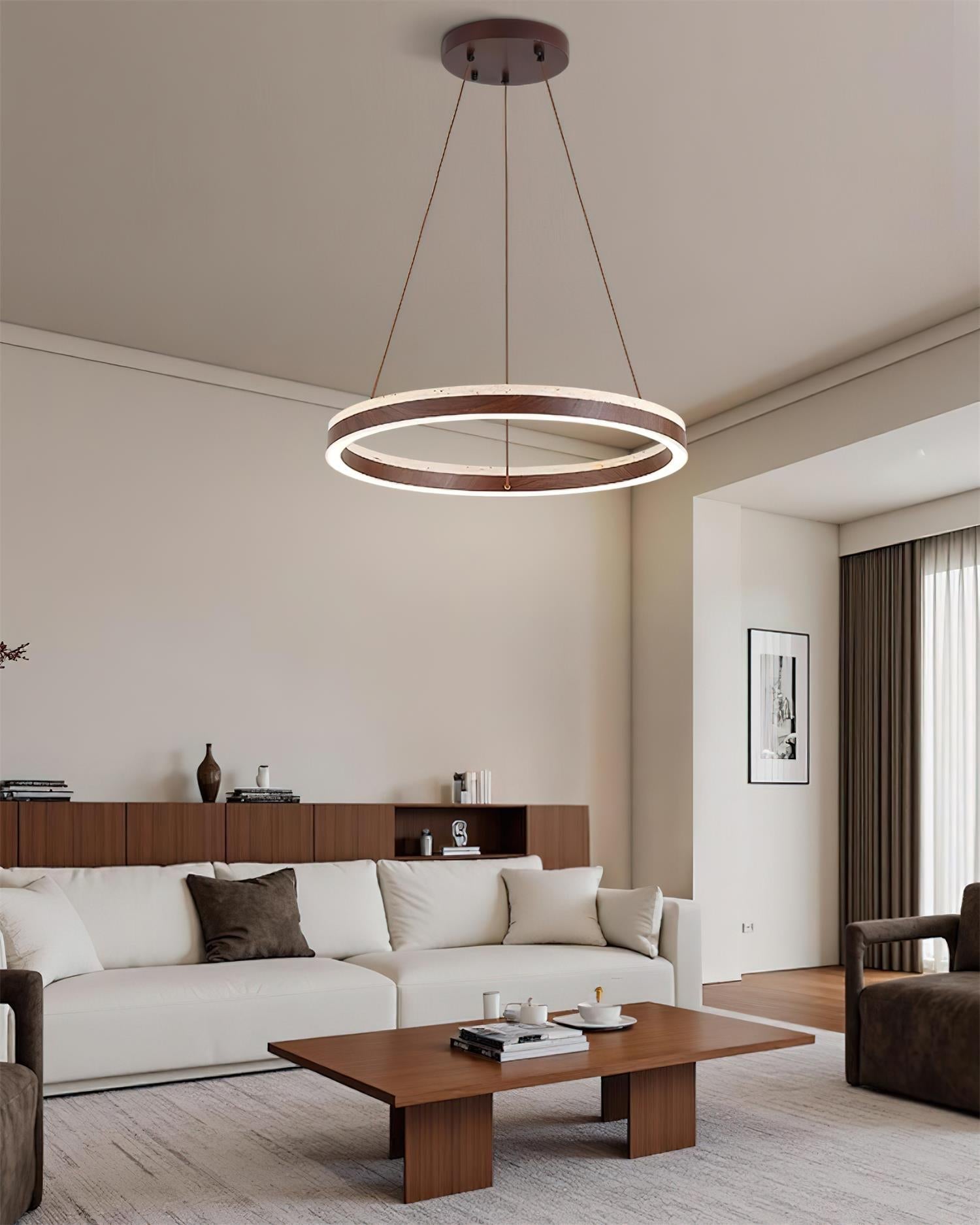 Ritta Chandelier Travertine Geometry Ring - Lamp Copper