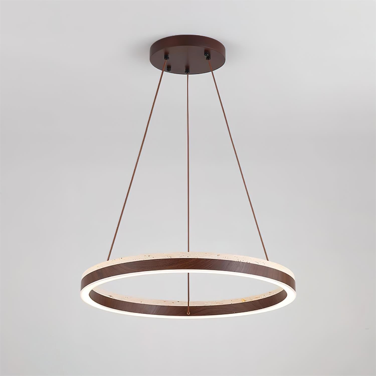 Ritta Chandelier Travertine Geometry Ring - Lamp Copper