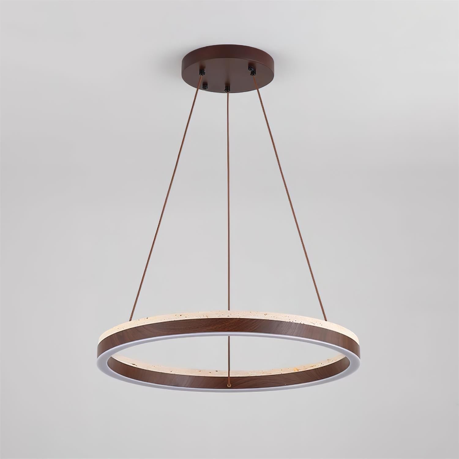 Ritta Chandelier Travertine Geometry Ring - Lamp Copper