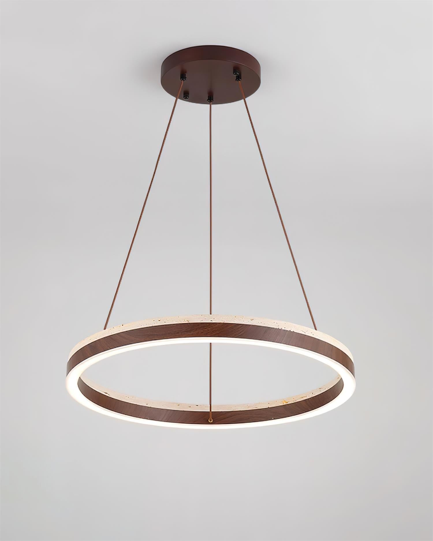 Ritta Chandelier Travertine Geometry Ring - Lamp Copper