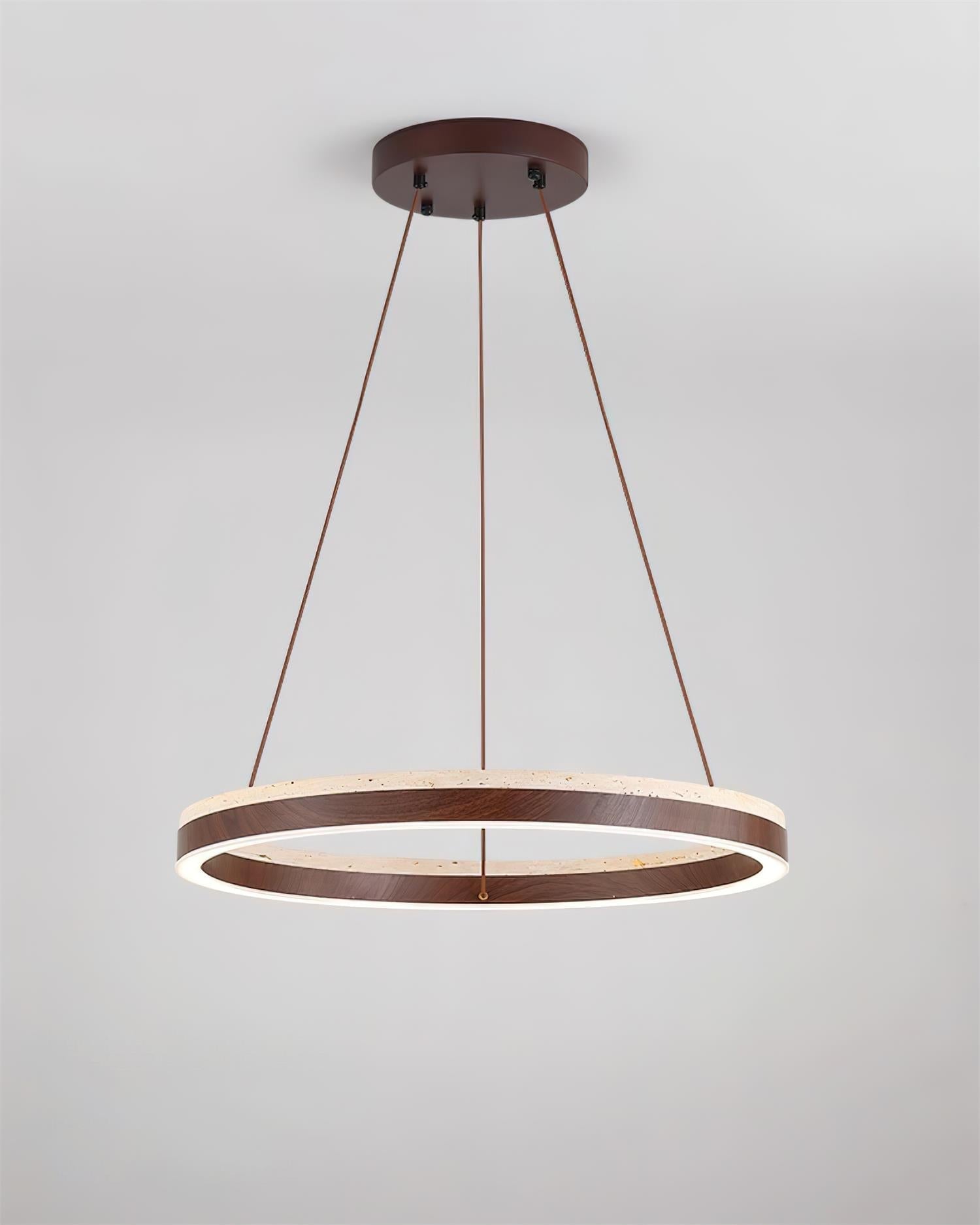 Ritta Chandelier Travertine Geometry Ring - Lamp Copper